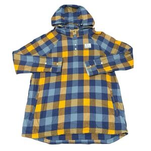 Ski The East Flannel Hoodie Size Large‎ Women's Organic Cotton 1/4 Snap
